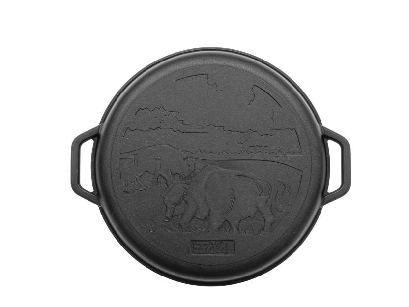 Portable 8L Camping Cast Iron Cauldron 2 in 1 Pot Lid Boiler Hanging Handle Multifunctional Cooking Pot Men Gift