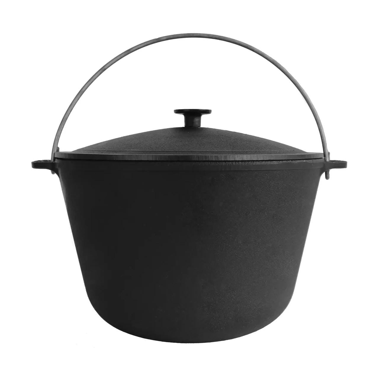 Portable Camping Cookware Cast Iron Cauldron Outdoor Cooking Pot Camping Pot with Hanging Handle for Campfire Cooking Gift for Dad