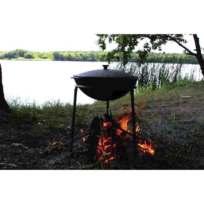 10L Cast Iron Cooking Pot with Lid Durable Kitchen Utensils Portable Cauldron with Hanging Handle Outdoor Cooking Pot Father's Day Gift Idea