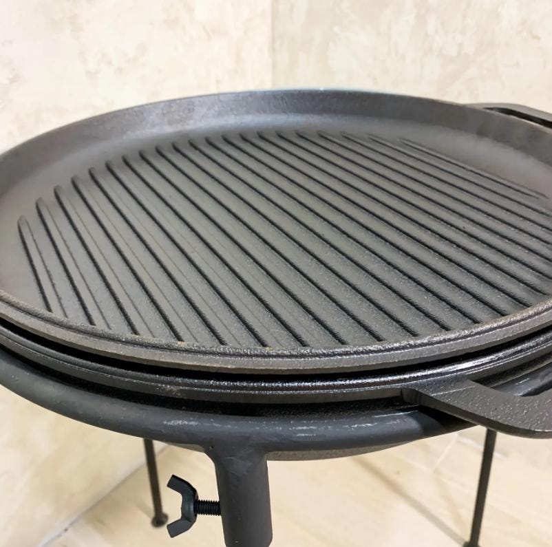 2 in 1 Cooking Pot with Grill Lid Set Dual Function Pot with Lid Outdoor Camping Cooking and Roasting Set Gift Idea for Husband