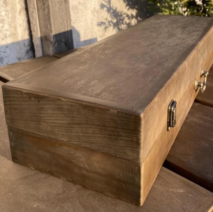 Luxury BBQ Tool Set in Wooden Case 6 Pieces Skewers with Wooden Handles Skewer Stands for Grill Without Barbecue Gift Idea for Him