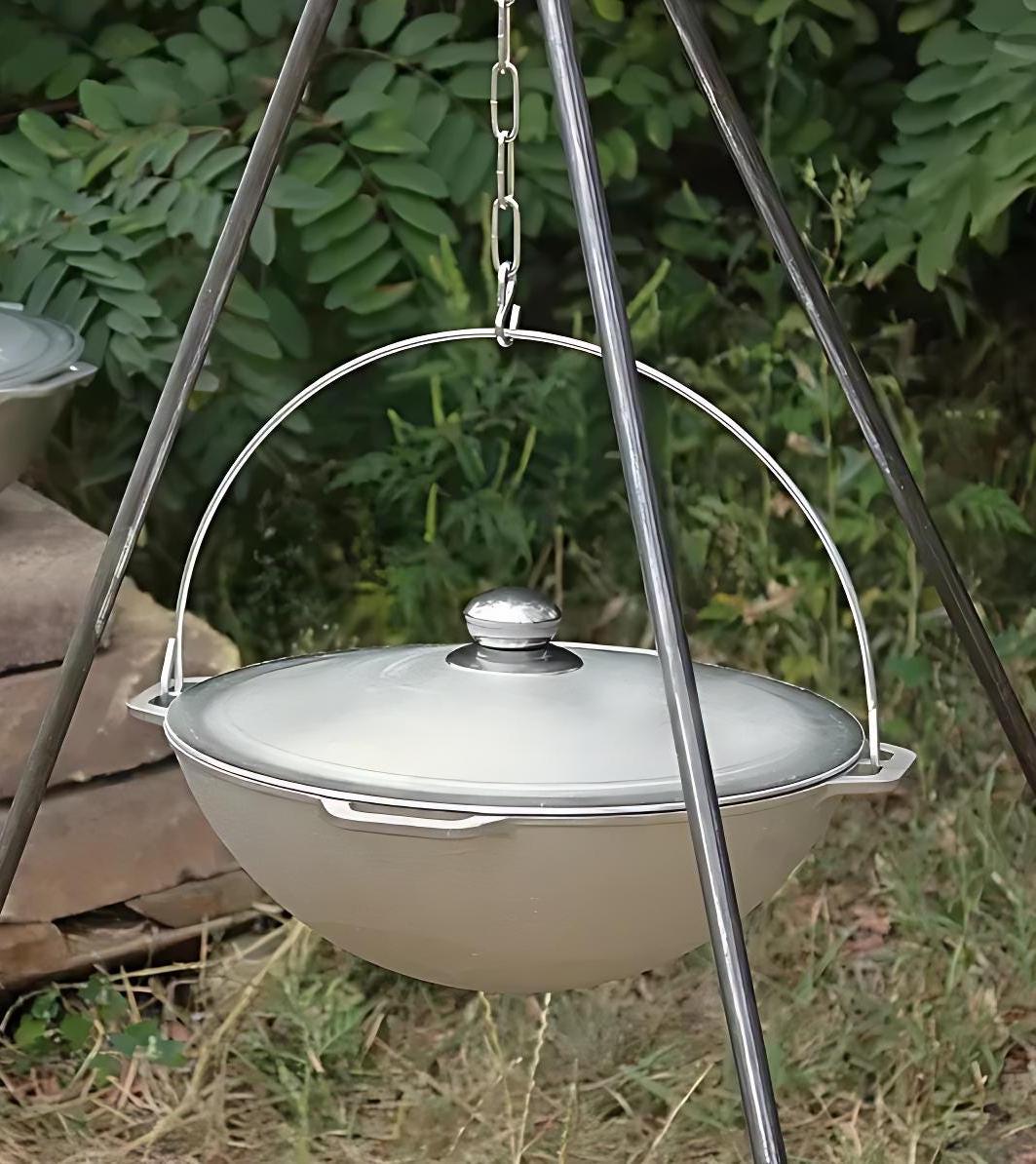 Lightweight Aluminum Camping Pot Cooking Pot 4L with Hanging Handle Outdoor Cookware with Lid Survival Gear