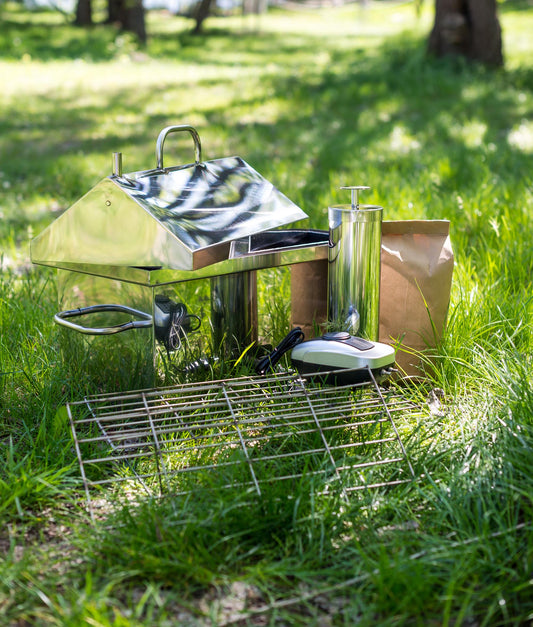 Hot and Cold Smoking Machine with Water Seal and Thermometer Portable Stainless Steel Smokehouse Smoking Home Food Meat Fish Smoker