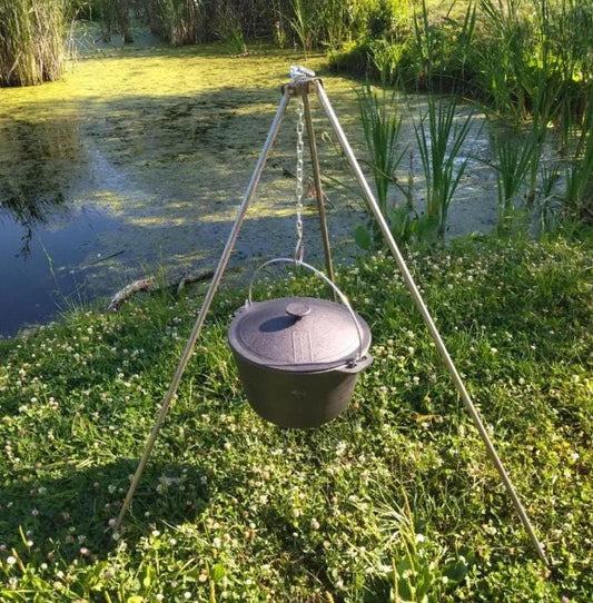 12L Camping Cast Iron Kettle with Lid Durable 3.17 Gallon Cast Iron Kettle with Lid Real Campfire Cooking Pot Gift for Him