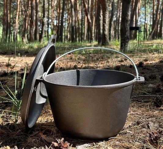 4.4mm Camping Cast Iron Cookware 8L Portable Cooking Pot Traditional Cauldron With Lid Durable Frying Pot With Lid Gift For Dad