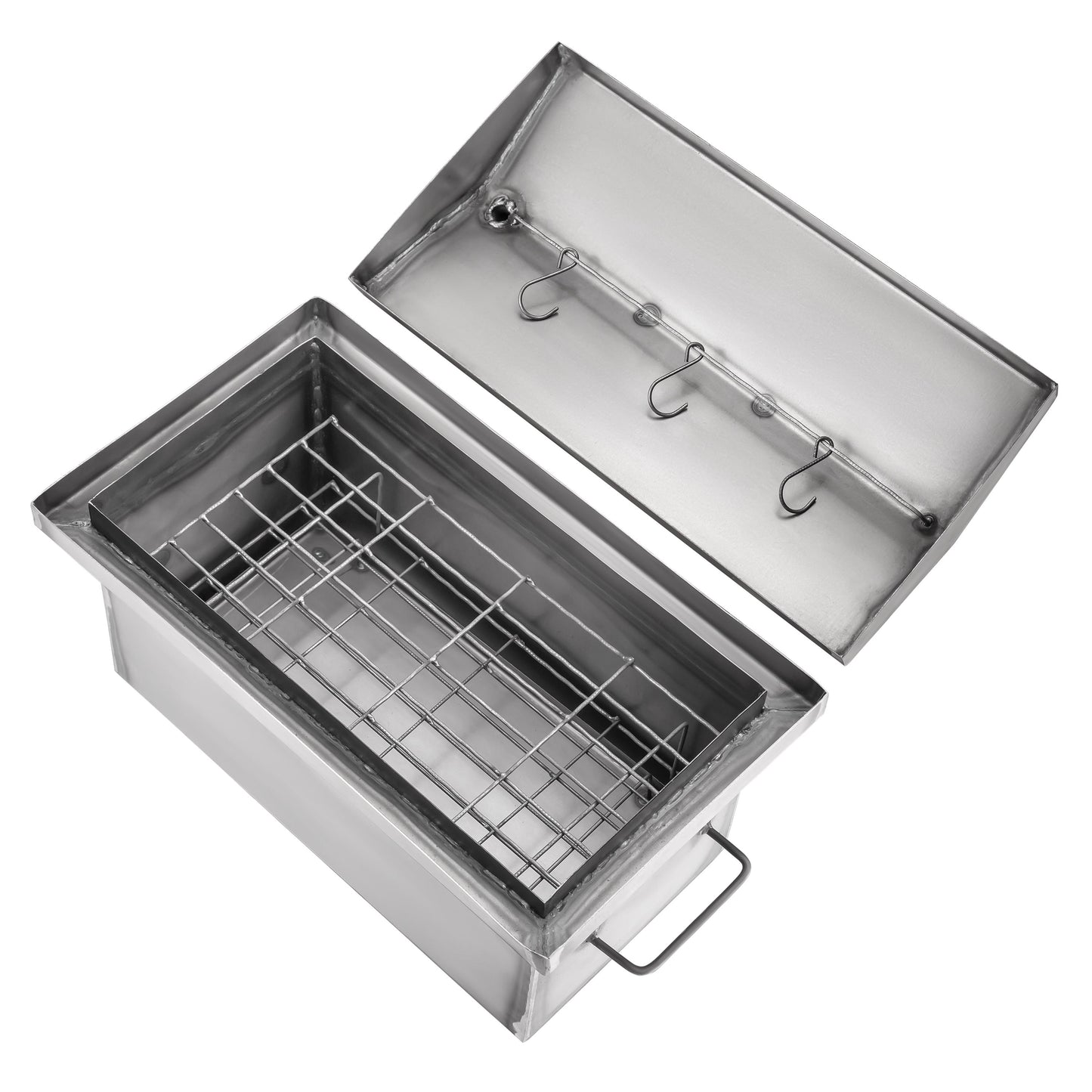 Smokehouse with thermometer for cooking hot smoked food: meat or fish, steel smokehouse for outdoor, indoor smokehouse, gift for Father's Day