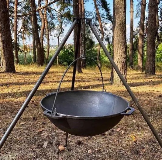 Cast Iron Pot with Hanging Handle for Open Fire Cooking Camping Cauldron Portable Outdoor Recreation Plov Cauldron Gift for Dad