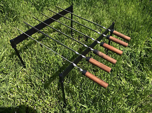 Portable Skewer Stand Lightweight Camping Metal Skewer Holder Folding BBQ Grill Outdoor Grilling Panel Father's Day Gift