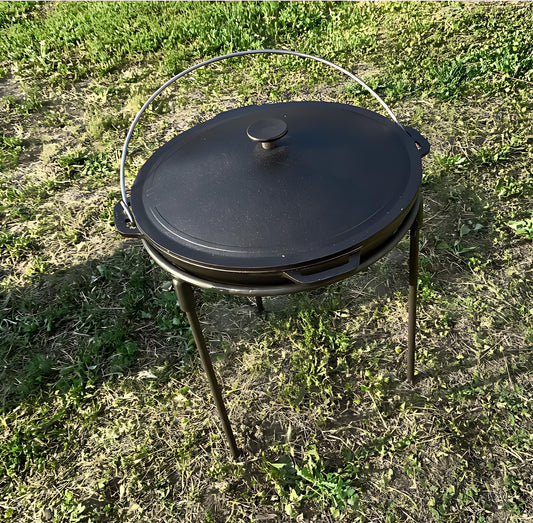 Large 15L Cast Iron Cauldron - Sturdy Pot with Lid, Ideal for Open Fire or Grill, Authentic Cooking Flavors, Gift for Dad