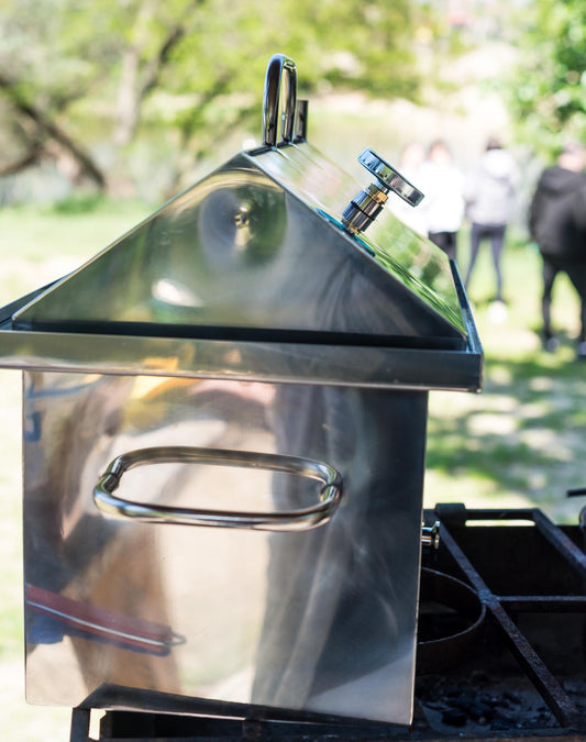 Steel Smoker, Hot Smoking for Cooking Smoked Meat or Fish, Backyard Portable Smokehouse, Metal Hot Smoker, Gift for Smoked Meat Lover