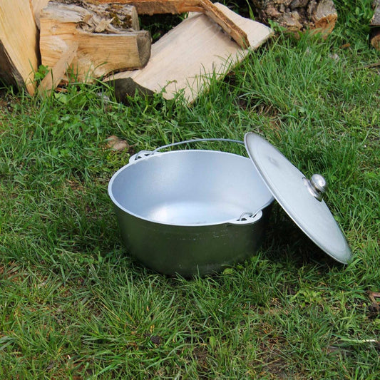 8L Lightweight Aluminum Camping Pot with Lid and Hanging Handle for Outdoor Fire Cooking Aluminum Cooking Pot Gift Idea for Men