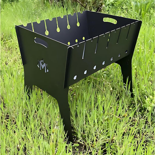 Portable 2mm Steel 6 Skewers Grill Foldable 2 Tier BBQ Grill Camping Grill Flat Top Grill Kebab Grill Father's Day Gift