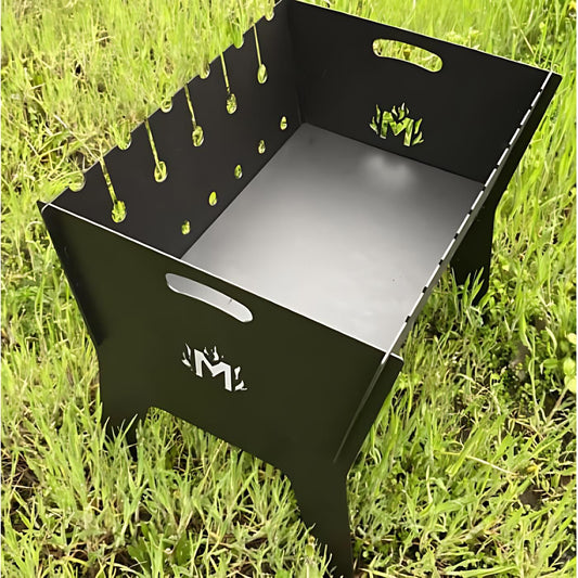 Portable 6 Skewers Folding Charcoal Grill - Perfect for Camping, Picnics or BBQ, Durable 3mm Thick Steel Grill, Easy to Transport Grill