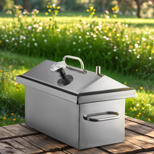 Small Hot Smoking Smokehouse Stainless Steel 1.5mm MN15 Portable Small Metal Smokehouse for Cooking: Meat, Fish or Cheese, Smoking Foods