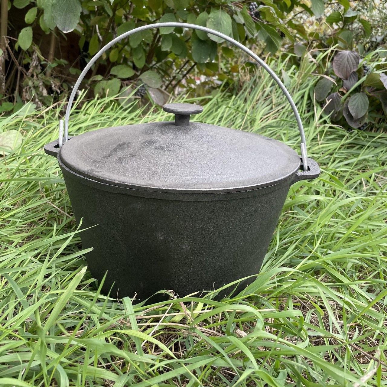Compact Camping Pot 6L Outdoor Cooking Pot with Lid Portable Cast Iron Cauldron Camping Campfire Cookware Gift for Tourist