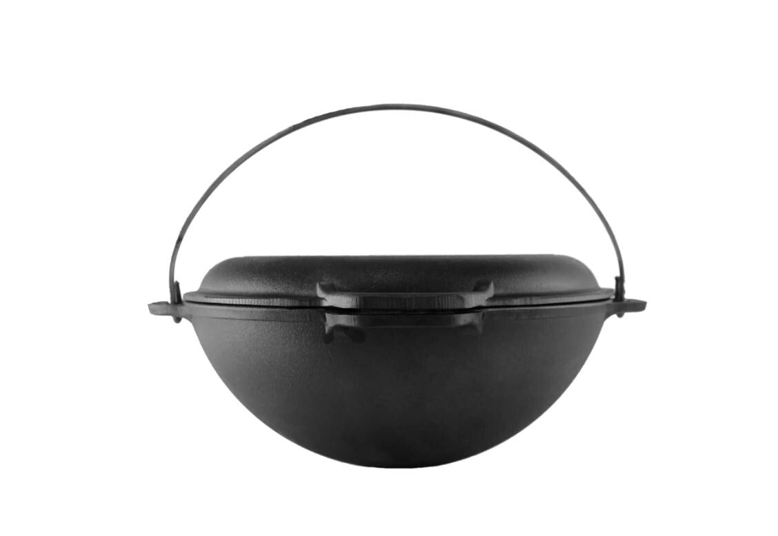 Traditional Asian Cast Iron Cauldron 4L Durable Cauldron 4L Multifunctional Lid - Cauldron with Lid for Frying Pan, Cauldron for Pilaf, Gift for Husband
