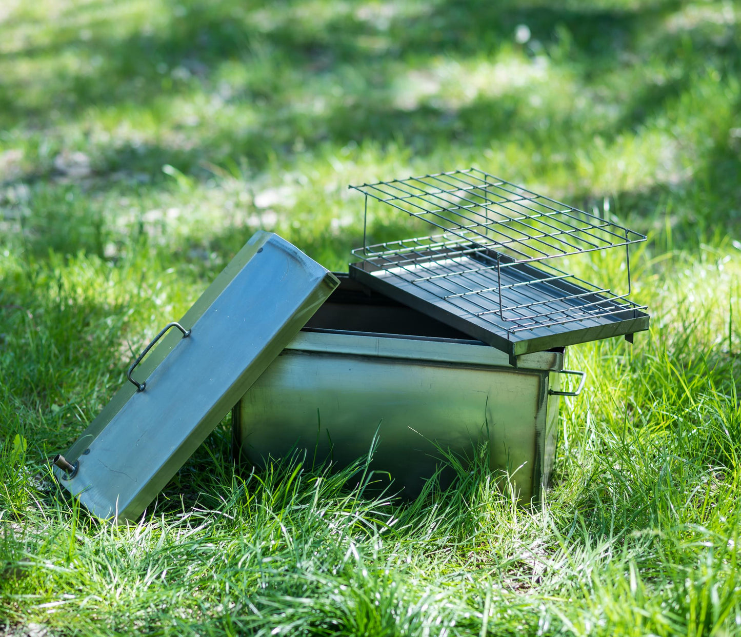 Smokehouse with thermometer for cooking hot smoked food: meat or fish, steel smokehouse for outdoor, indoor smokehouse, gift for Father's Day